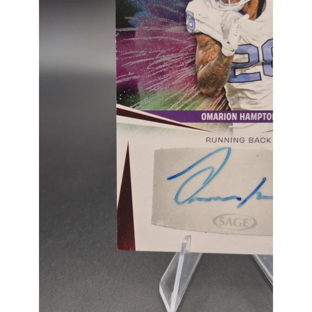 2025 Sage HIT Omarion Hampton A-OH Aspire Rookie Autograph Red Foil RC AU